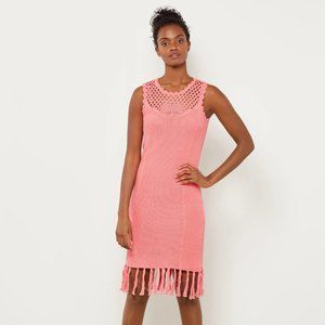 BCBG crochet short dress with tassels
